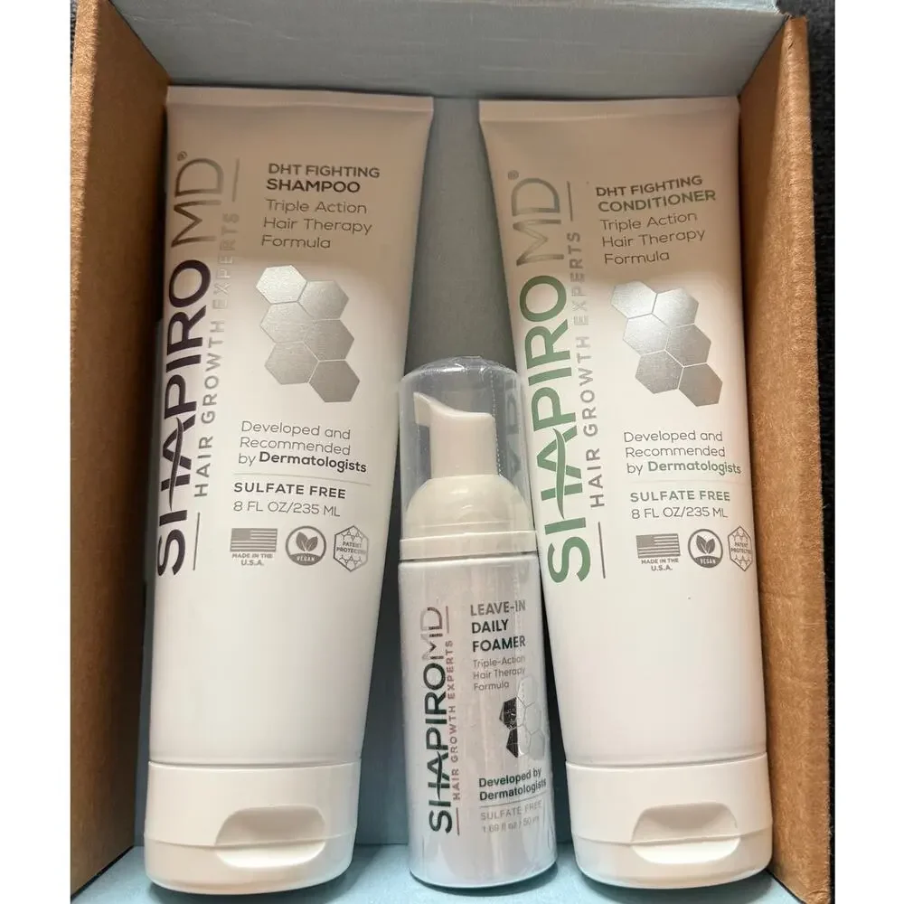 Shapiro MD Hair Growth Kit Thicker Fuller Healthier Shampoo Conditioner Foam